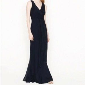 Crew Black Silk Bias Trumpet Empire Maxi Dress 0P